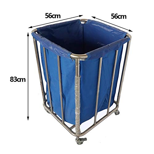 ZCJB Azul Carro de lavandería Comercial con Bolsa Desmontable, Plaza rodando Carro de Almacenamiento sobre Ruedas, 56 × 56 × 83cm