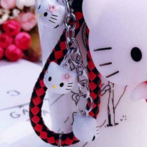 zcm Llavero Hello Kitty Doll Llavero Cuerda De Cuero Llavero Titular Campana De Metal Llavero Llavero Encanto Bolsa Coche Colgante Regalo