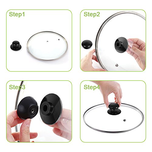Zerodis -Tapas de Repuesto para Cacerola de Cocina, Color Negro, Tapa para Cacerola (4pcs)