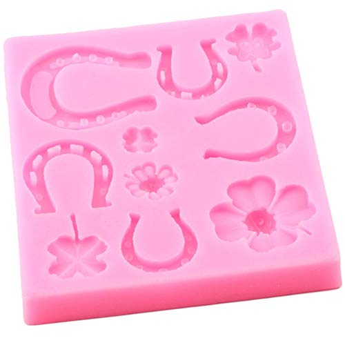 ZHQJY 3D Horse Shoe Moldes de Silicona Clover Ladybug Fondant Moldes DIY Herramientas de decoración de Pasteles Candy Clay Chocolate Mould