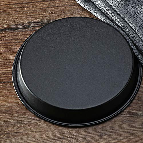 Ziyero 2 Piezas Juego Bandejas Pizza Horno Redondas y Antiadherentes Acero al Carbono para Familias, Restaurantes, Panaderías, Escuelas de Cocina, Pizzerías, Parrillas, Galletas, Pan—Negro, 8", 9"