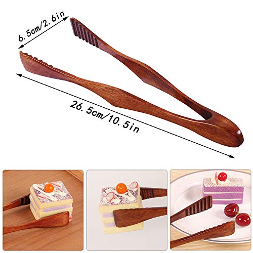 Ziyero Clip Comida de Madera Natural Pinzas Multiusos de Cocina de Madera Herramientas Pinza de Tostadas Duradero, Ecológico, Adecuado para Cocina, Camping, Parrilla, Buffet, Restaurante Etc(Marrón)