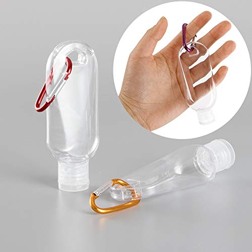 Ziyero Mini Botella Viaje Mosquetón Llavero Botellas Viaje Plástico Vacíos Colgable, Transparente, para Líquidos o Semilíquidos, para Familias, Negocios, Viajes, Actividades al Aire Libre Etc—10 PCS