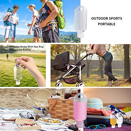 Ziyero Mini Botella Viaje Mosquetón Llavero Botellas Viaje Plástico Vacíos Colgable, Transparente, para Líquidos o Semilíquidos, para Familias, Negocios, Viajes, Actividades al Aire Libre Etc—10 PCS