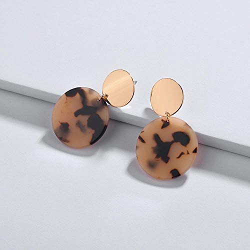 ZNYH Pendientes Redondos de Acetato de Leopardo Lámina acrílica Pendientes Femeninos Pendientes Pendientes de Leopardo