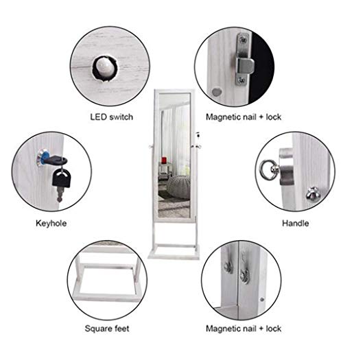 ZQCM Gabinete de joyería - Montaje en Pared/Puerta, Vitrina de joyería con Espejo sobre la Puerta y Almacenamiento Interno