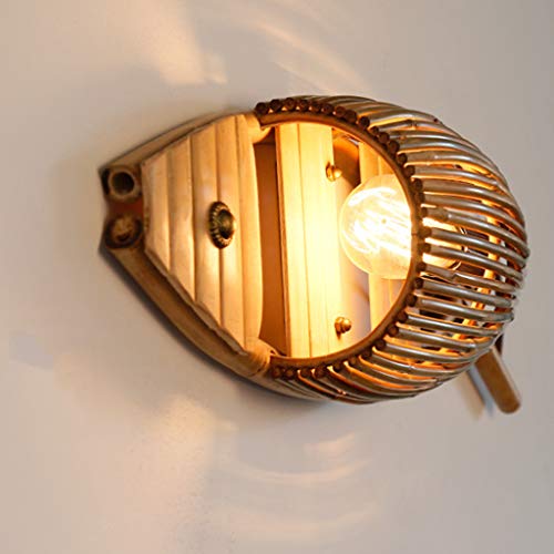 ZQH Creativo Bambú Pez Lamparas De Pared, Americano Pueblo Luz de Pared E27 De Madera Candelabro de Pared Hotel,Restaurante,Posada,salón de té,pescadería,Dormitorio Decoración Iluminación,65 * 21cm