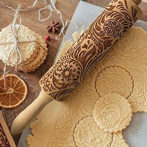 ZREAL hölzernes Rodillo Madera, El de Navidad Hornear Galletas de Galletas de Herramientas de Fondant prägt