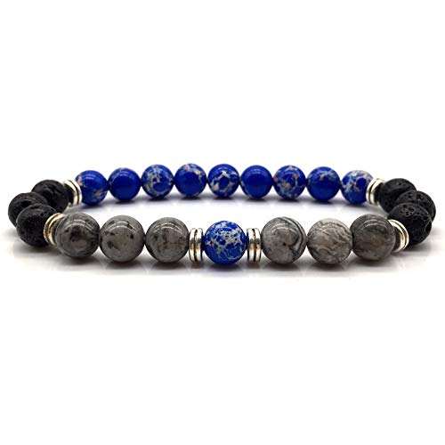 Zuiaidess Pulsera De Piedra,Los Hombres Piedra Volcánica Brazalete Pulsera De Moda Los Hombres Simple Biselado Clásico Encanto Pulseras Y Brazaletes para Hombres Joyas Regalo,2