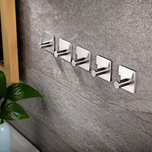ZUNTO 5 Piezas Ganchos Adhesivos Para Pared Gancho para Baño, Acero Inoxidable 304