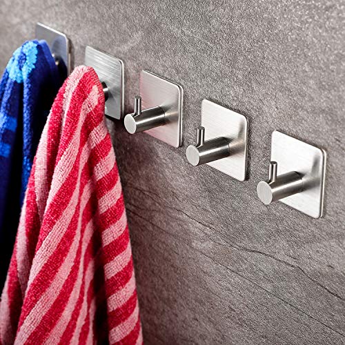 ZUNTO 5 Piezas Ganchos Adhesivos Para Pared Gancho para Baño, Acero Inoxidable 304