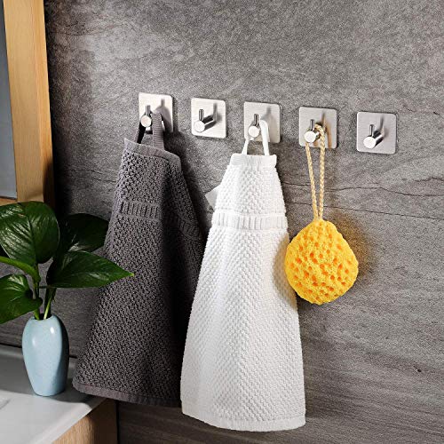 ZUNTO 5 Piezas Ganchos Adhesivos Para Pared Gancho para Baño, Acero Inoxidable 304