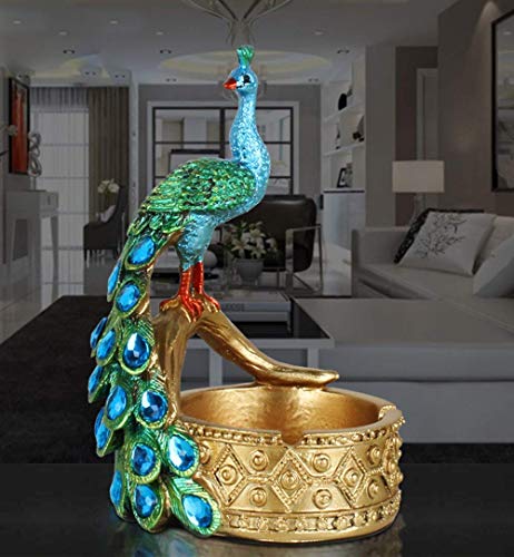 ZUQIEE Cenicero Peacock Europea Cenicero Resina Creativa Restaurante Bar Tienda Grande Decoración 14X8X9.5cm
