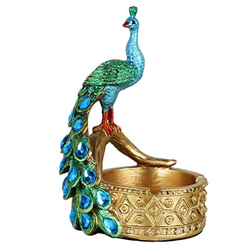 ZUQIEE Cenicero Peacock Europea Cenicero Resina Creativa Restaurante Bar Tienda Grande Decoración 14X8X9.5cm