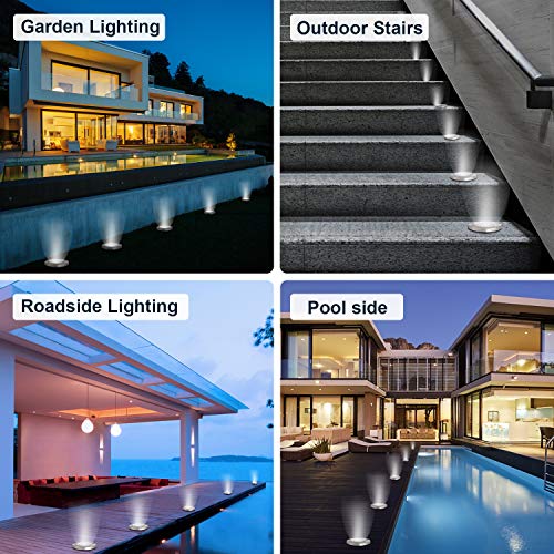 ZWOOS Luces solares de suelo, 8 Piezas 12 LED Iluminación de caminos, Luz de Tierra Impermeables IP65 para Jardín, Patio, Césped