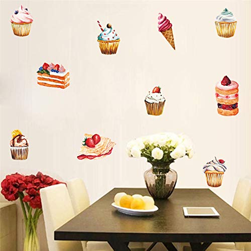 ZXFMT Pegatinas Pared Delicioso Pastel Helado Etiqueta De La Pared Decoraciones De La Fiesta De Cumpleaños para La Tienda De Golosinas Ventana Vinilo DIY Refrigerador Mural Decoración del Hogar