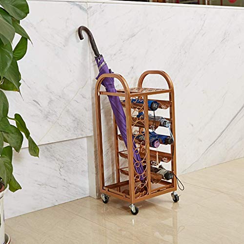 ZXL Soporte para Paraguas Hogar Tienda de autoservicio Supermercado Restaurante Estante de Almacenamiento de Hierro Forjado Rueda Universal Soporte para Paraguas