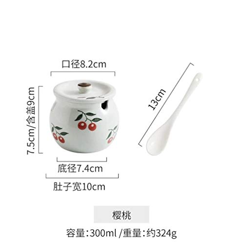 ZXZMONG Azucarero，Engrasador De Cerámica Cocina con Tarro Cubierto Aceite Cocinado Salsa De Soja Lata De Manteca Lata Doméstica-B 300Ml