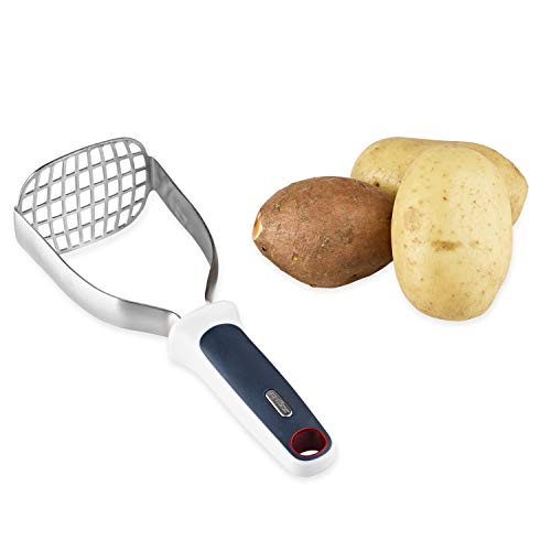 Zyliss ZO E980096 Prensapurés (Pasapuré Manual, Negro, Blanco, Acero Inoxidable, Hanging Hole, 9,6 cm, 255 mm), Metal, 29 x 9,5 x 7 cm