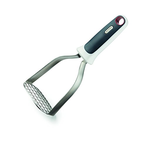 Zyliss ZO E980096 Prensapurés (Pasapuré Manual, Negro, Blanco, Acero Inoxidable, Hanging Hole, 9,6 cm, 255 mm), Metal, 29 x 9,5 x 7 cm
