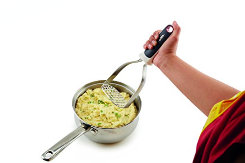 Zyliss ZO E980096 Prensapurés (Pasapuré Manual, Negro, Blanco, Acero Inoxidable, Hanging Hole, 9,6 cm, 255 mm), Metal, 29 x 9,5 x 7 cm