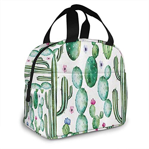 ZYWL ~ Mexican Texas Cactus Plants Spikes Cartoon Portátil con aislamiento Bolsa de almuerzo Lonchera para mujeres Hombres Niños niño