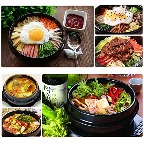 ZZFF Coreano Stone Bowl,Olla De Cocina Coreana,Donabe Arrocera,Mano-elaborado Moteado Olla De Cerámica Cacerola,Dolsot Bibimbap Bowl,Hot Pot para Cocinar Sopa Dolsot Negro 1.2l