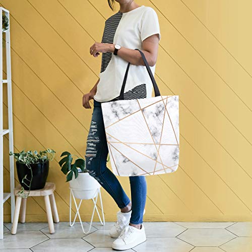 ZZKKO Bolso de lona de mármol moderno para la compra, bolso de hombro casual, bolsa de libro, grande para mujeres, profesores, bolsa de algodón geométrico, bolso de compras, reutilizable, multiusos