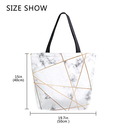 ZZKKO Bolso de lona de mármol moderno para la compra, bolso de hombro casual, bolsa de libro, grande para mujeres, profesores, bolsa de algodón geométrico, bolso de compras, reutilizable, multiusos