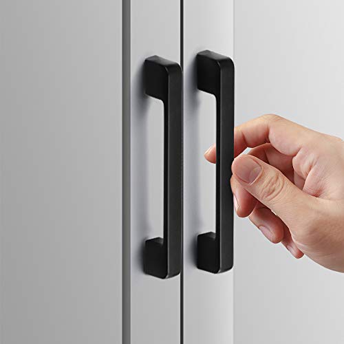 10 tiradores de puerta negro de aleación de zinc para barra de cocina, armario entre orificios 96 mm