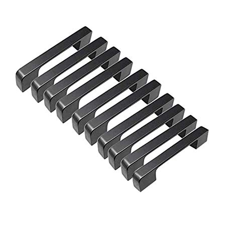 10 tiradores de puerta negro de aleación de zinc para barra de cocina, armario entre orificios 96 mm