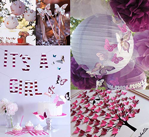 100 Piezas Shimmer cortado con láser Color Blanco Mariposa nombre lugar tarjeta para boda champán/copas de vino, fiesta favor decoración para números de mesa