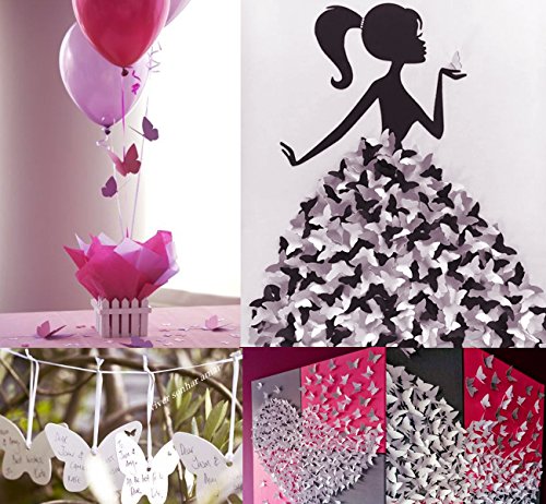 100 Piezas Shimmer cortado con láser Color Blanco Mariposa nombre lugar tarjeta para boda champán/copas de vino, fiesta favor decoración para números de mesa