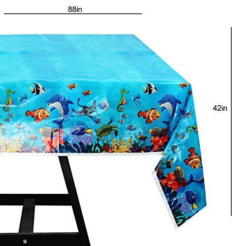 102 piezas de Accesorios para Fiesta Temática Bajo el Mar Articulos de Decoración de Celebración de Playa Set de Pancarta, Platos, Vasos, Servilletas y Mantel, 25 Personas