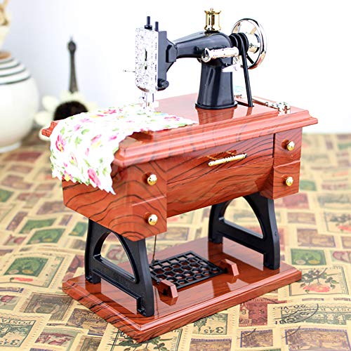 1pc Máquina De Coser De La Vendimia En Forma De Caja De Música Mini Máquina De Coser del Modelo De Caja De Música Turística Decoración Regalo para El Cumpleaños