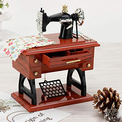 1pc Máquina De Coser De La Vendimia En Forma De Caja De Música Mini Máquina De Coser del Modelo De Caja De Música Turística Decoración Regalo para El Cumpleaños