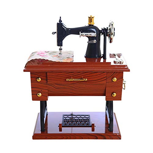 1pc Máquina De Coser De La Vendimia En Forma De Caja De Música Mini Máquina De Coser del Modelo De Caja De Música Turística Decoración Regalo para El Cumpleaños
