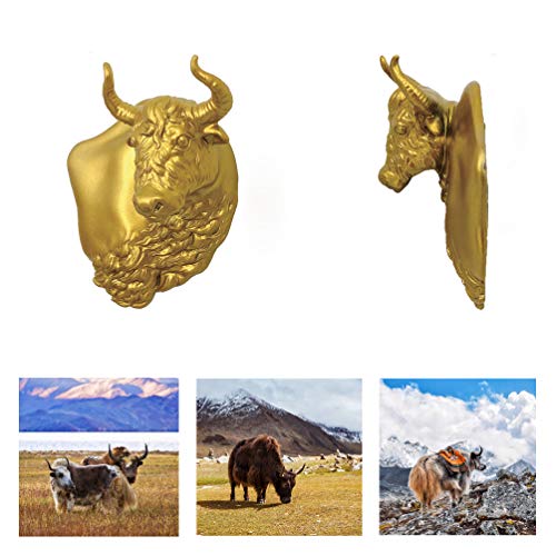 2 paquetes de imanes para nevera, decoración, cocina, hogar, restaurante, oficina, tablero blanco, armario, regalo, viaje, recuerdo, anáglifo de yak tibetano, diseño original en 3D (dorado)
