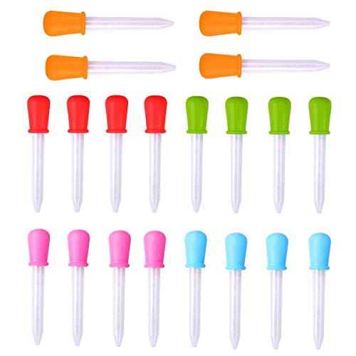 20 cuentagotas líquidas de plástico para hacer gomitas de cocina, moldes de golosinas, chocolate, golosinas, manualidades, 5 colores