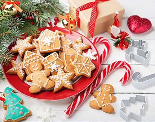 20 Piezas Moldes de Galletas Navidad, Cortador de Galletas Incluye Angel Bell Reindeer Gingerbread Man para Cookie Fondant
