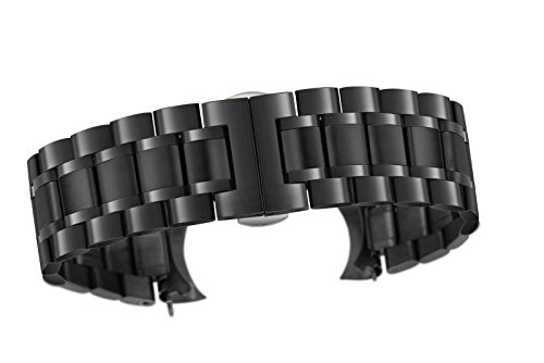 20mm Metal Correas de Reloj de Color Negro sólido de Acero Inoxidable de Tipo Pesado con ambas Curvas y Rectas Termina Estilo de ostras