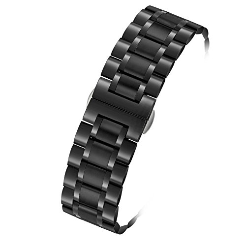 20mm Metal Correas de Reloj de Color Negro sólido de Acero Inoxidable de Tipo Pesado con ambas Curvas y Rectas Termina Estilo de ostras