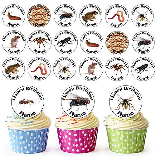 24 adornos comestibles personalizados para magdalenas, decoración para tartas de cumpleaños, fácil precortadas