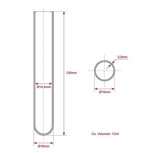 25 tubos de ensayo de vidrio de laboratorio con corchos naturales | Paredes gruesas ✓, vidrio, 100 x ø 16 mm