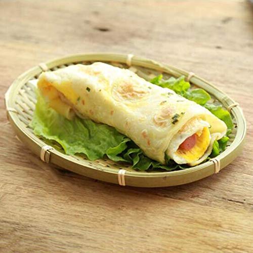 2pcs Cesta de Comida Bandeja de Servicio de Bocadillos de Bambú Plato Expositor de Alimentos