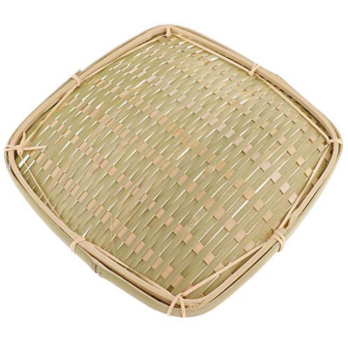 2pcs Cesta de Comida Bandeja de Servicio de Bocadillos de Bambú Plato Expositor de Alimentos