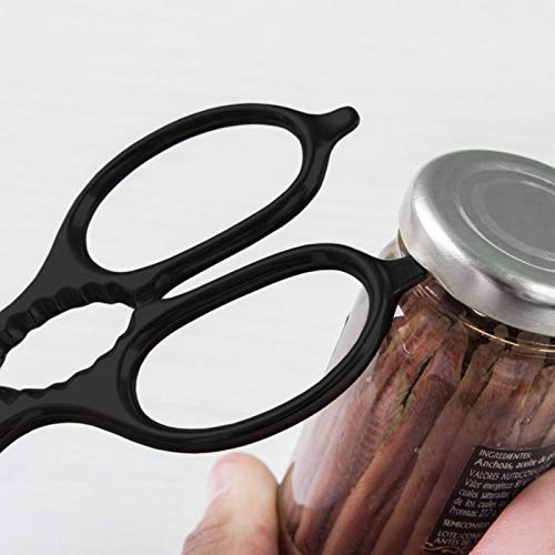 3 Claveles 28019 Tijeras de Cocina Multiusos, Inoxidable-20 cm / 8", Acero Inoxidable, Negro