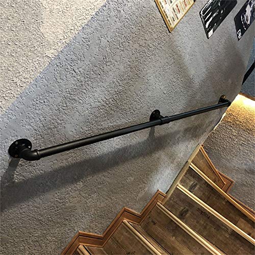 30-600cm Barandilla de Hierro Forjado de tubería Industrial Negra, barandilla de Escalera Antideslizante de Seguridad para discapacitados y Ancianos, Adecuada para inodoros de baño y pasamanos Inter