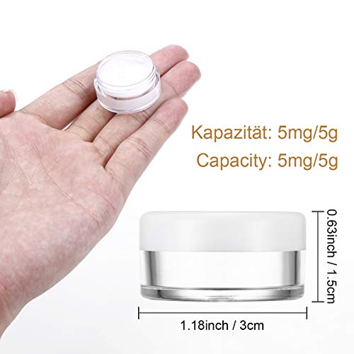 30 Piezas Tarros de Plástico, Contenedores Cosmético de Viaje Envases de Vacío con Tapas para Cosmética Crema Muestra, Polvo, 5g