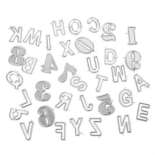 36 Piezas Plantilla de Corte Conjunto de Letras Grandes+números Troqueles de Metal Alfabeto Grande Plata para Cutting Dies Bricolaje Álbum Recortes, Tarjetas de Papel Decoración del Libro Recuerdos